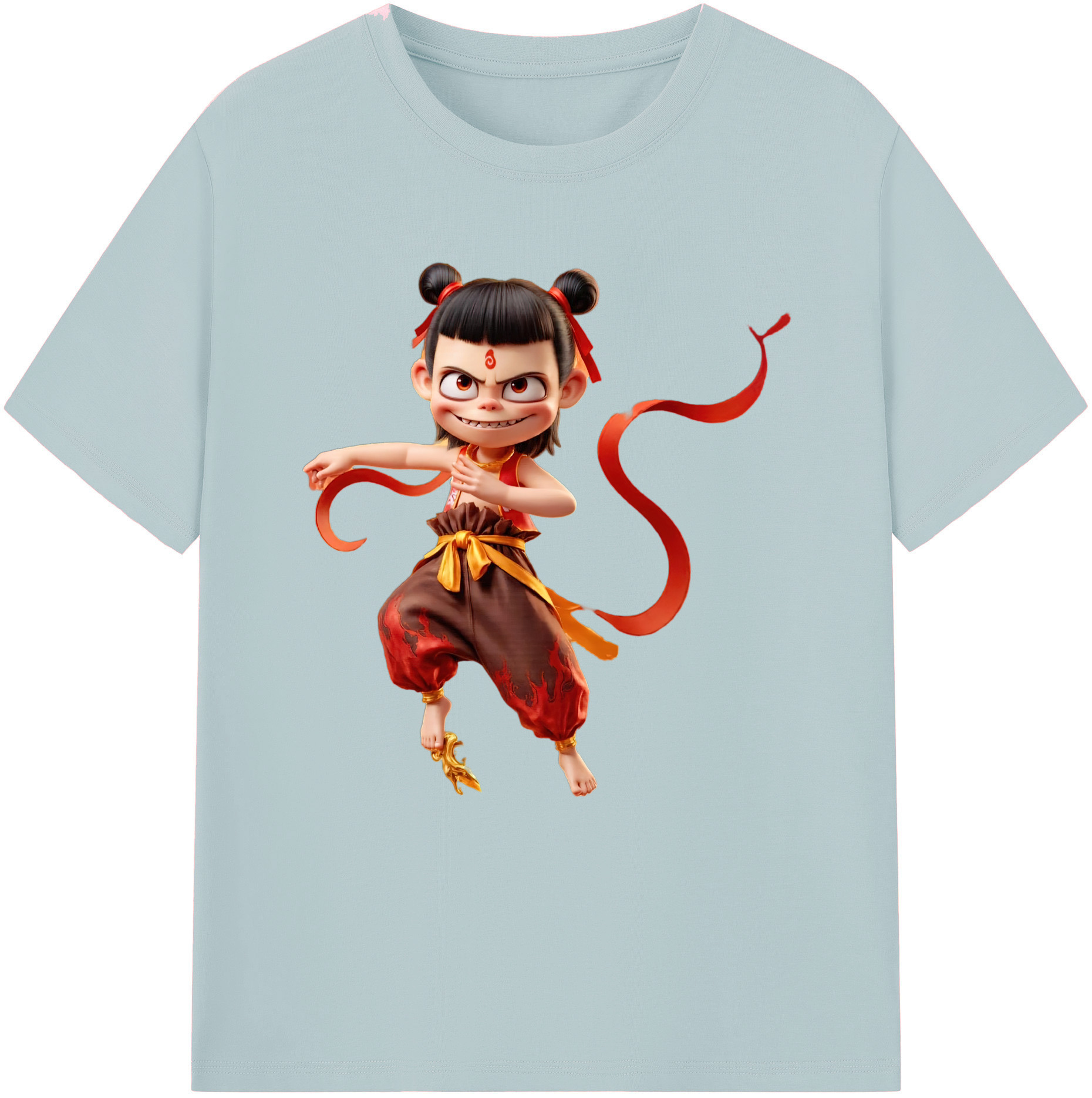 （画像用） Ne Zha 2 ナタ 魔童の大暴れ 綿100％半袖Tシャツ（フロントプリント）